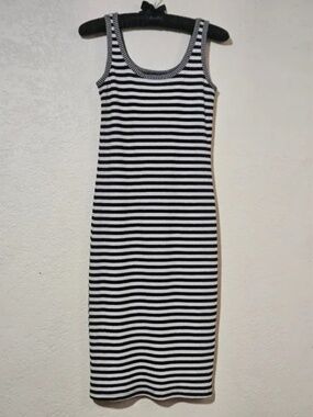 Soprano Striped Midi Sleeveless Bodycon Dress XS